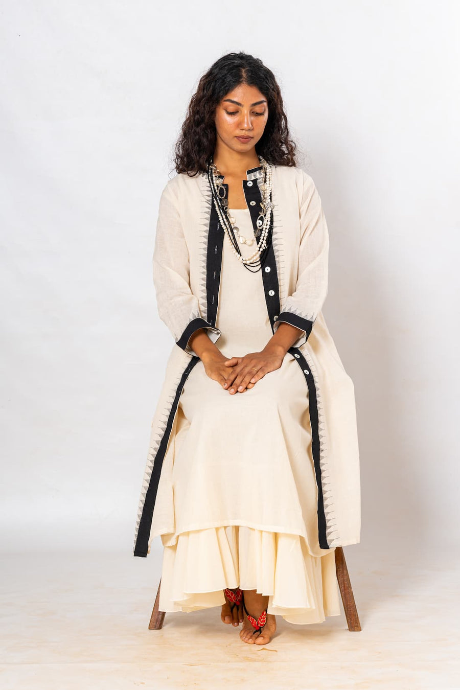 Temple Border khadi with organic mal dress