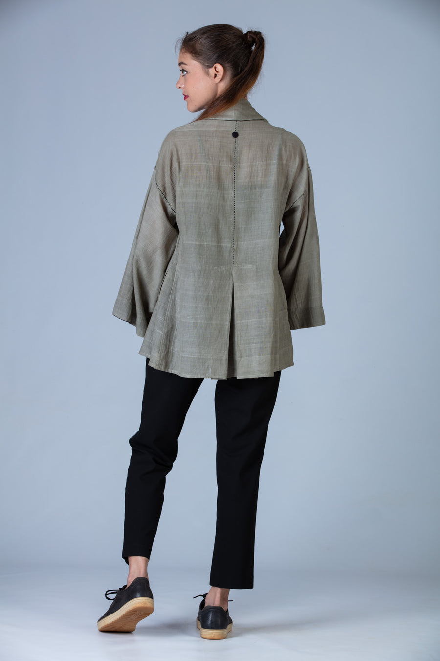 Tulsi dyed Organic cotton Jacket - MITHILA - Upasana Design Studio